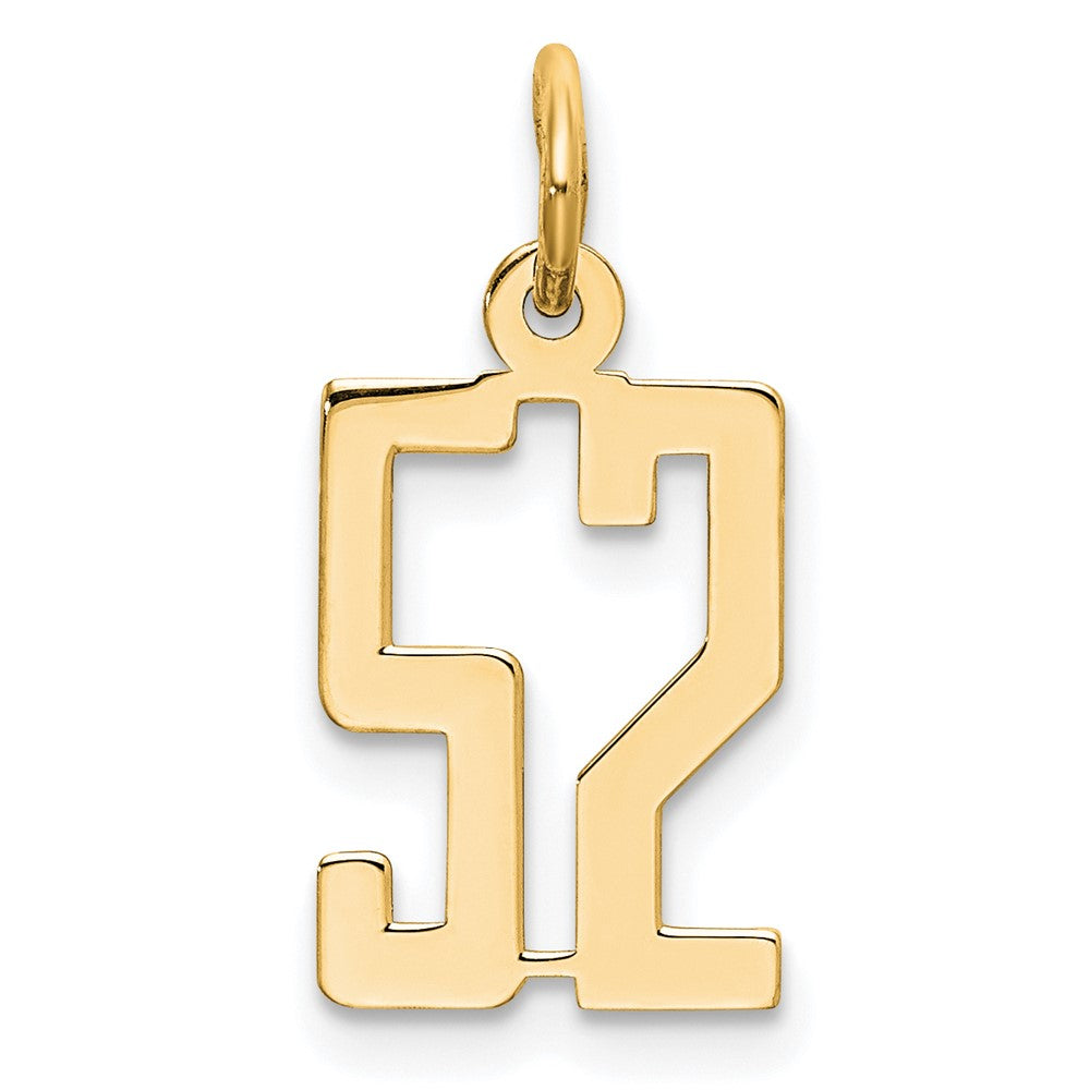 14K Gelbgold Klein Länglich Zahl 52 Charm