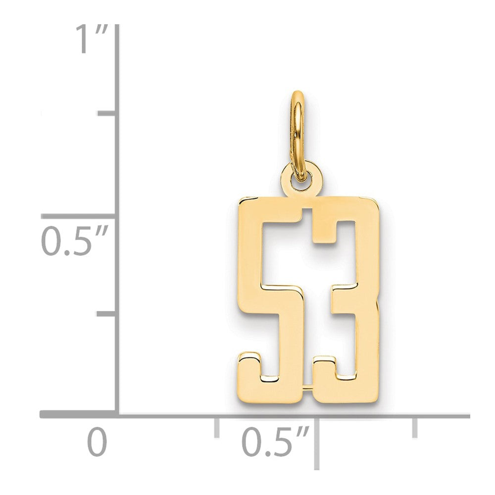 14K Gelbgold Klein Länglich Zahl 53 Charm
