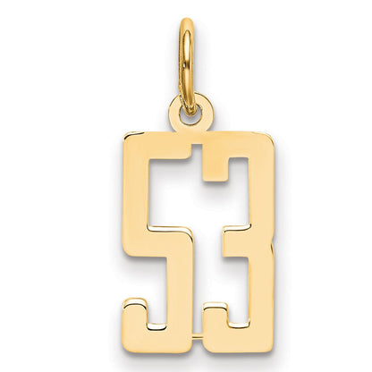 14K Gelbgold Klein Länglich Zahl 53 Charm