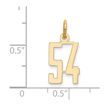 14K Gelbgold Klein Länglich Zahl 54 Charm