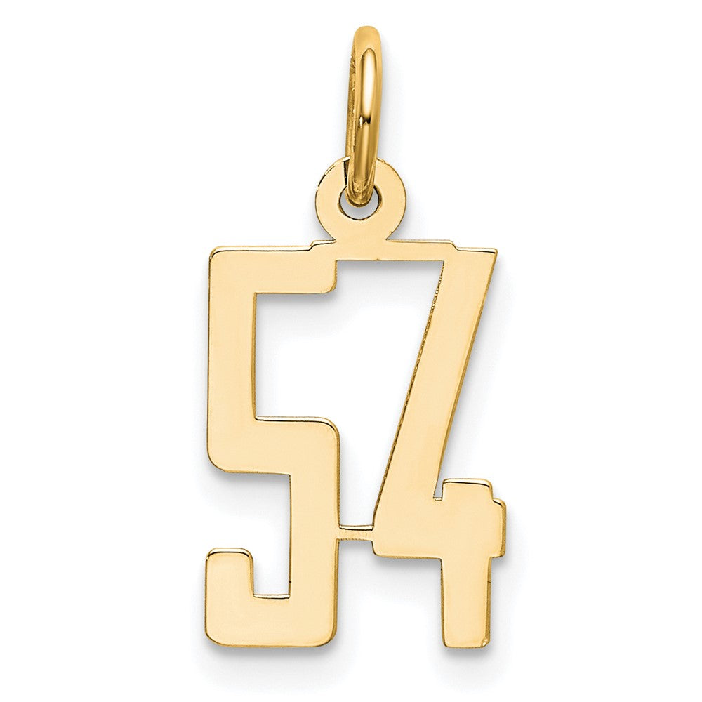 14K Gelbgold Klein Länglich Zahl 54 Charm
