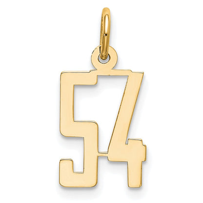 14K Gelbgold Klein Länglich Zahl 54 Charm