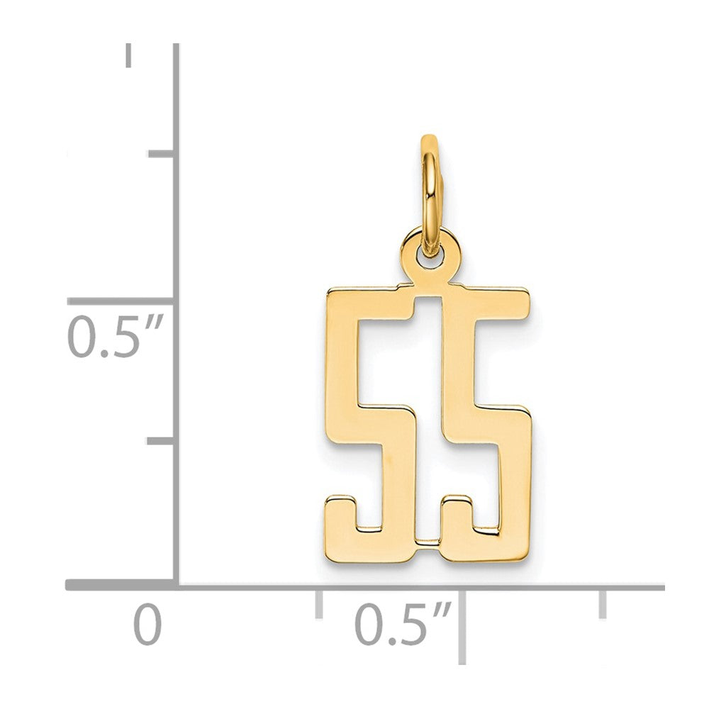 14K Gelbgold Klein Länglich Zahl 55 Charm