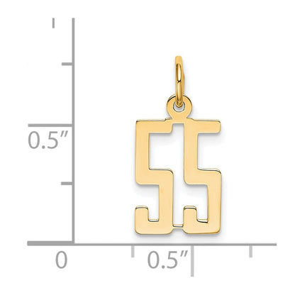 14K Gelbgold Klein Länglich Zahl 55 Charm