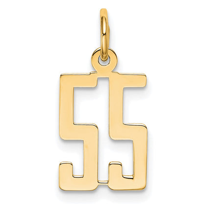 14K Gelbgold Klein Länglich Zahl 55 Charm