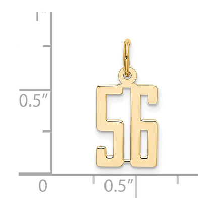 14K Gelbgold Klein Länglich Zahl 56 Charm