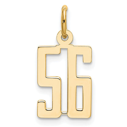 14K Gelbgold Klein Länglich Zahl 56 Charm