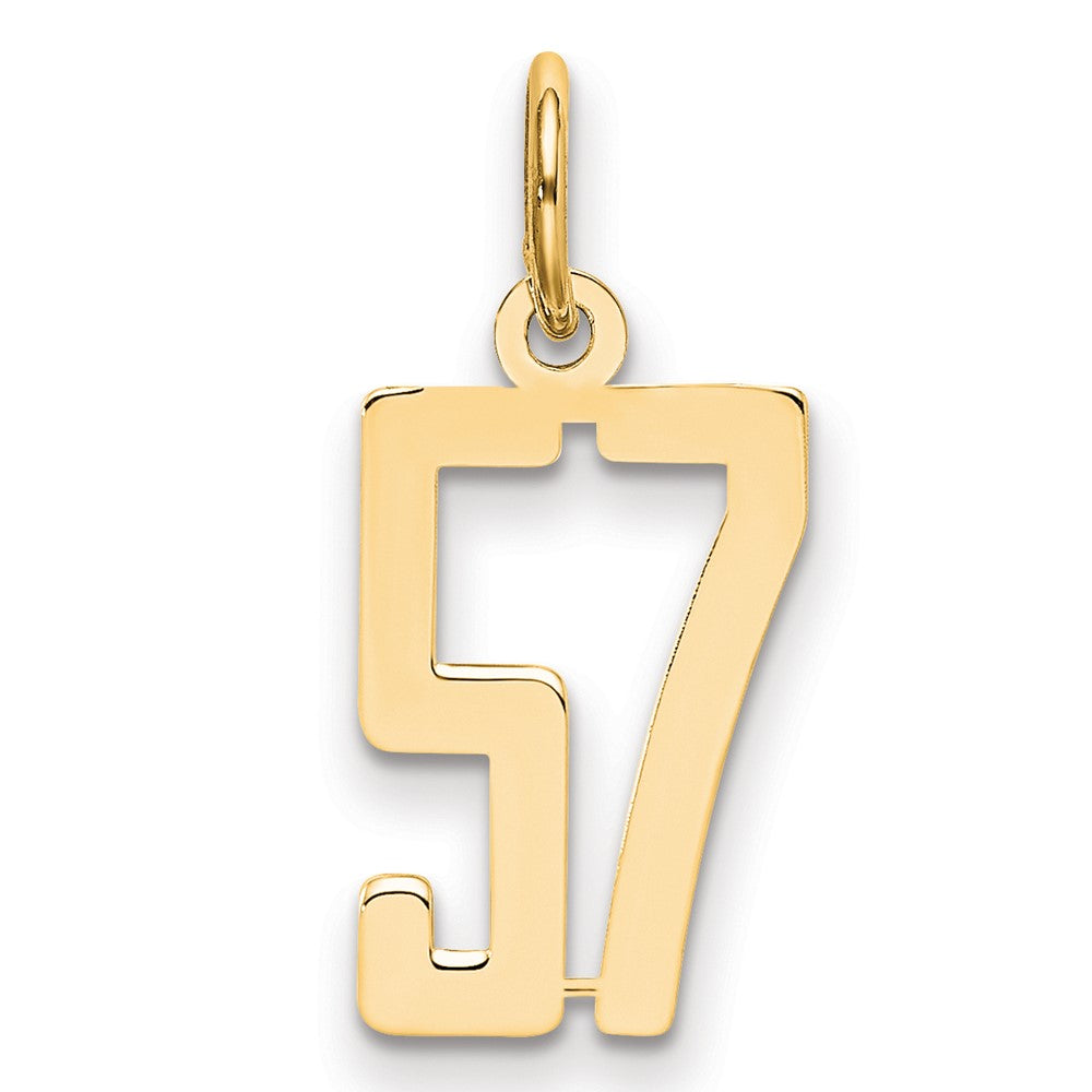 14K Gelbgold Klein Länglich Zahl 57 Charm
