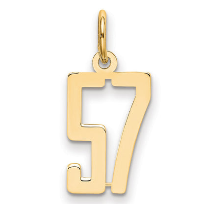 14K Gelbgold Klein Länglich Zahl 57 Charm