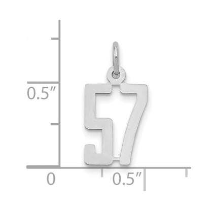 14K Weißgold Weiß Klein Poliert Länglich 57 Charm