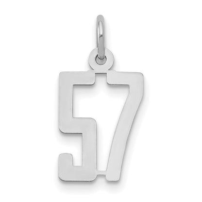 14K Weißgold Weiß Klein Poliert Länglich 57 Charm