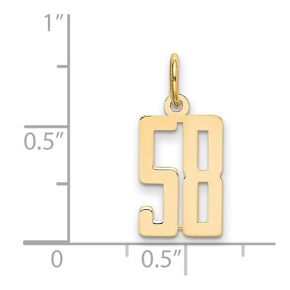 14K Gelbgold Klein Länglich Zahl 58 Charm