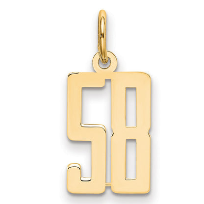 14K Gelbgold Klein Länglich Zahl 58 Charm