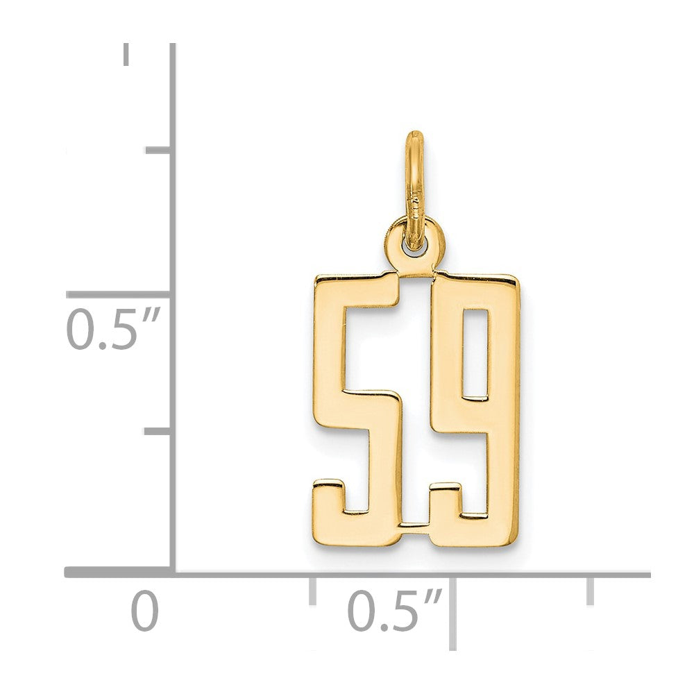 14K Gelbgold Klein Länglich Zahl 59 Charm