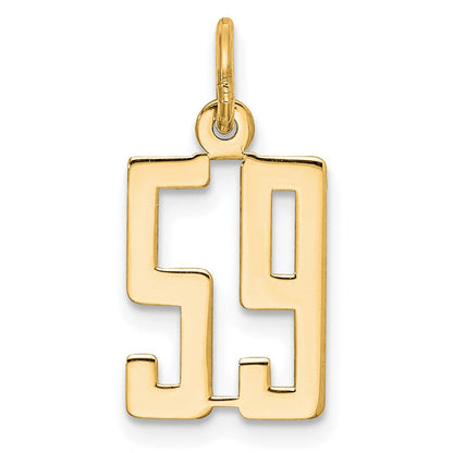 14K Gelbgold Klein Länglich Zahl 59 Charm