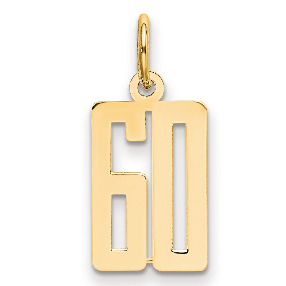 14K Gelbgold Klein Länglich Zahl 60 Charm