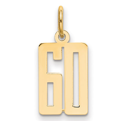 14K Gelbgold Klein Länglich Zahl 60 Charm
