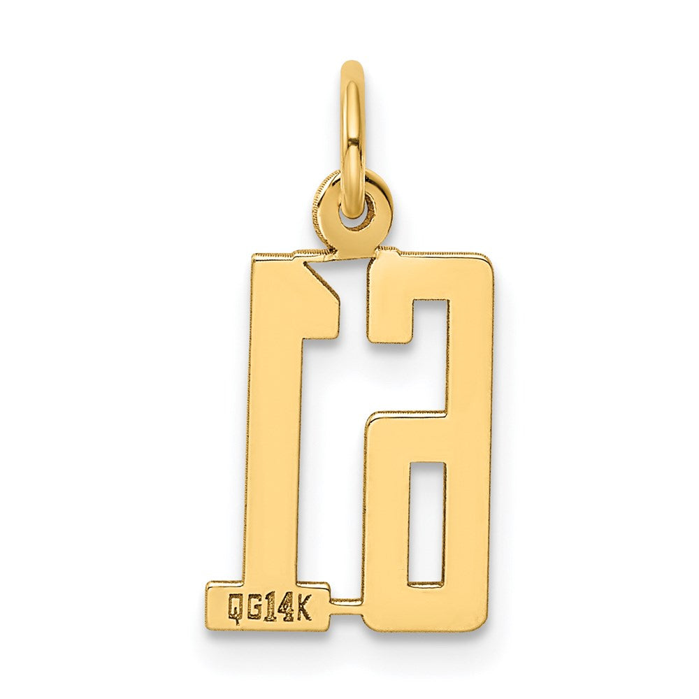 14K Gelbgold Klein Länglich Zahl 61 Charm