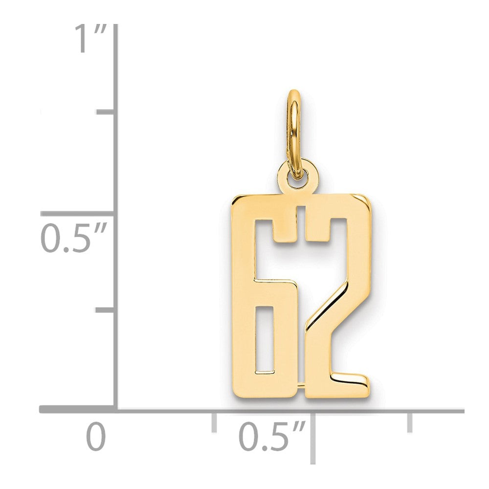 14K Gelbgold Klein Länglich Zahl 62 Charm