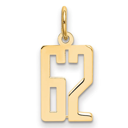 14K Gelbgold Klein Länglich Zahl 62 Charm