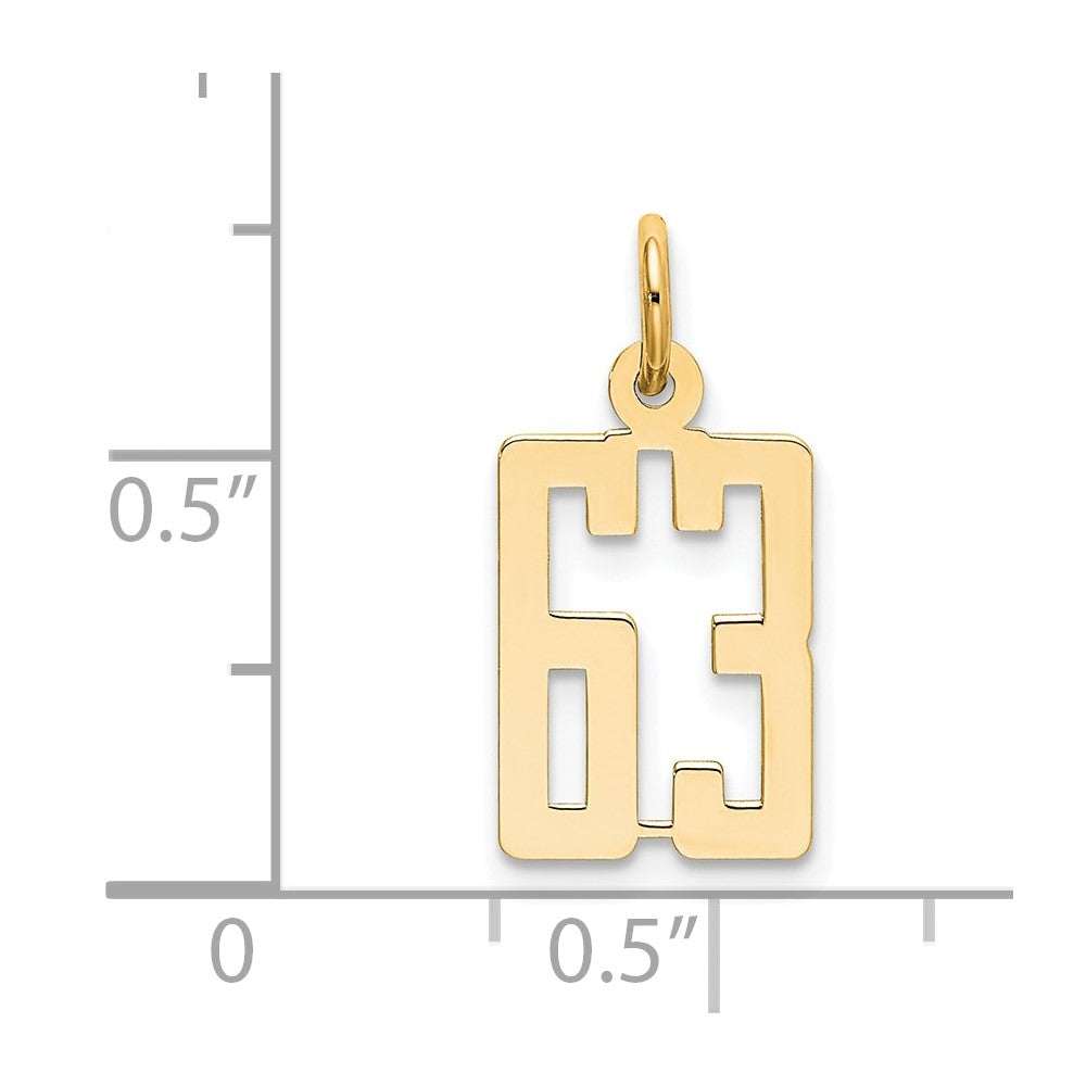 14K Gelbgold Klein Länglich Zahl 63 Charm