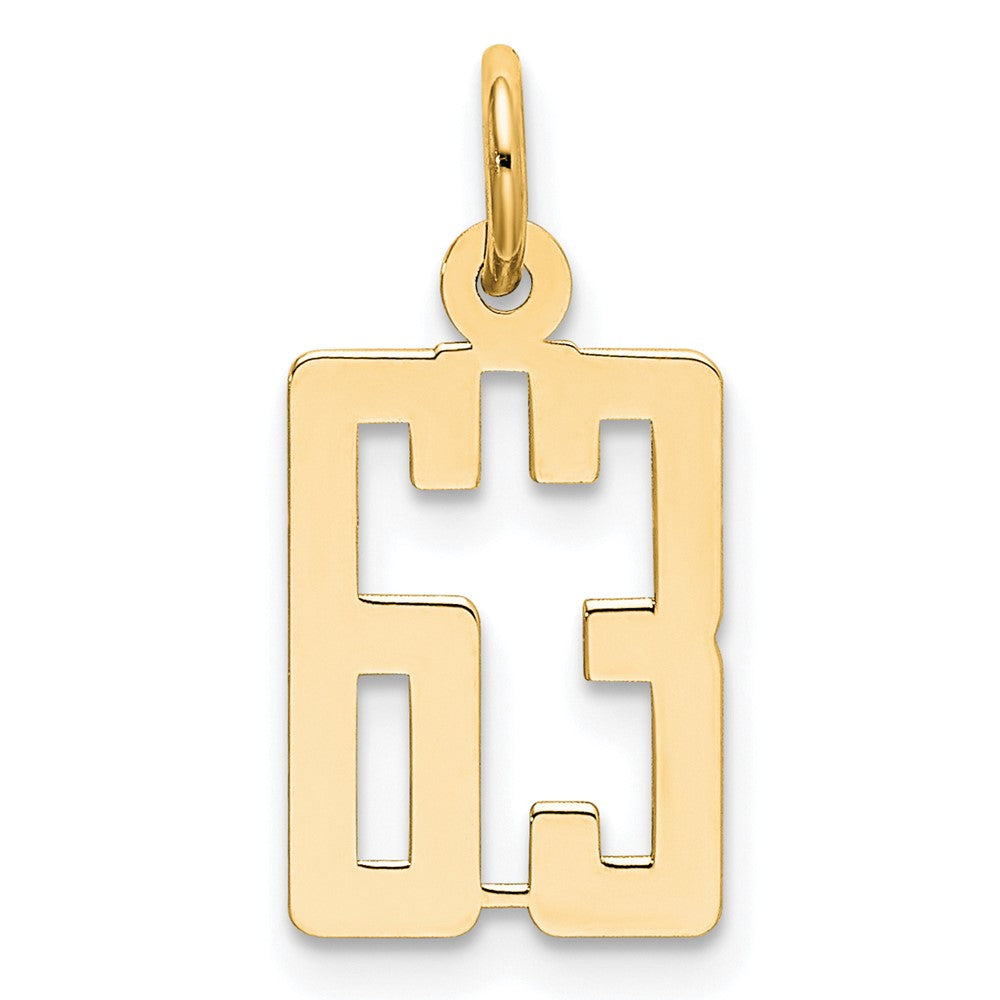 14K Gelbgold Klein Länglich Zahl 63 Charm