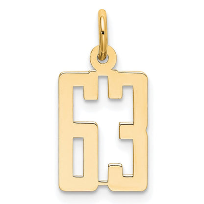 14K Gelbgold Klein Länglich Zahl 63 Charm