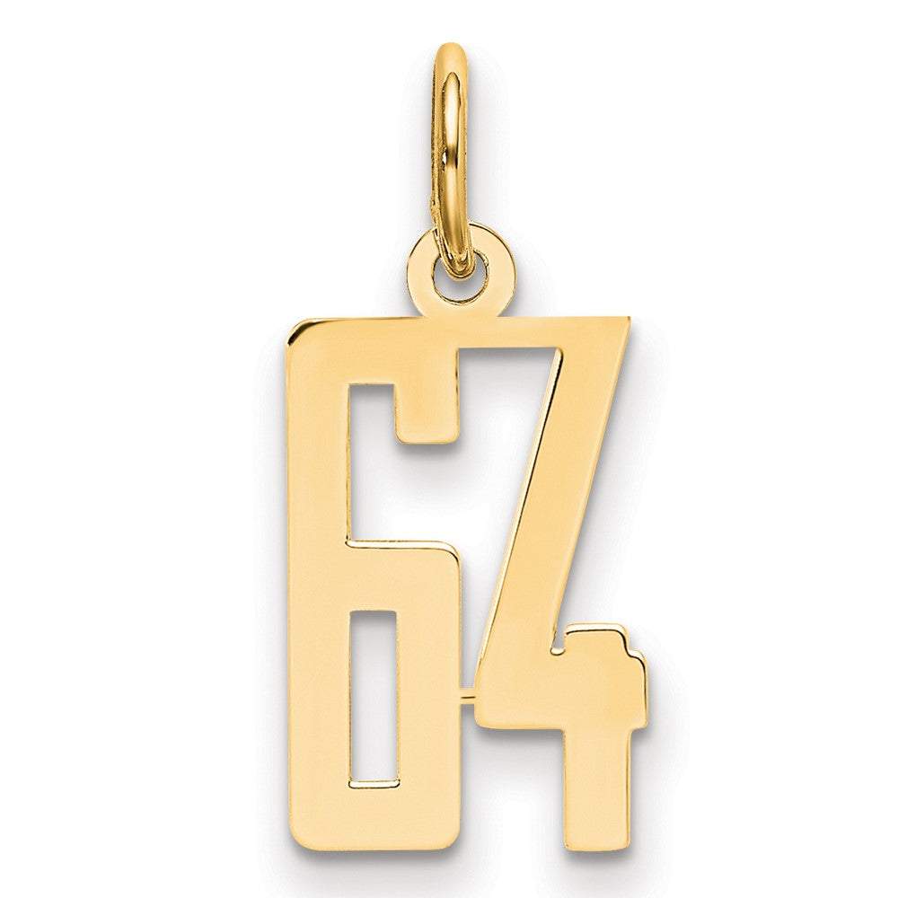 14K Gelbgold Klein Länglich Zahl 64 Charm
