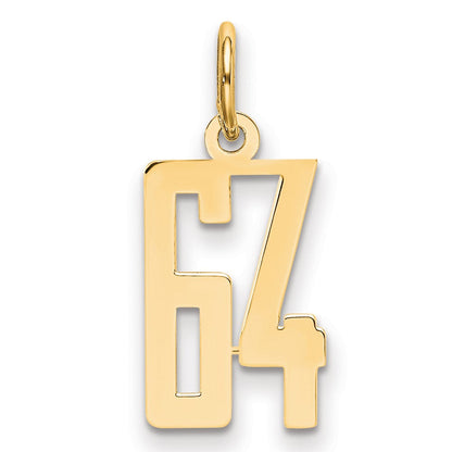14K Gelbgold Klein Länglich Zahl 64 Charm
