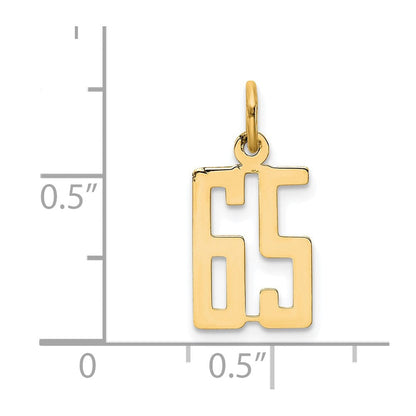 14K Gelbgold Klein Länglich Zahl 65 Charm