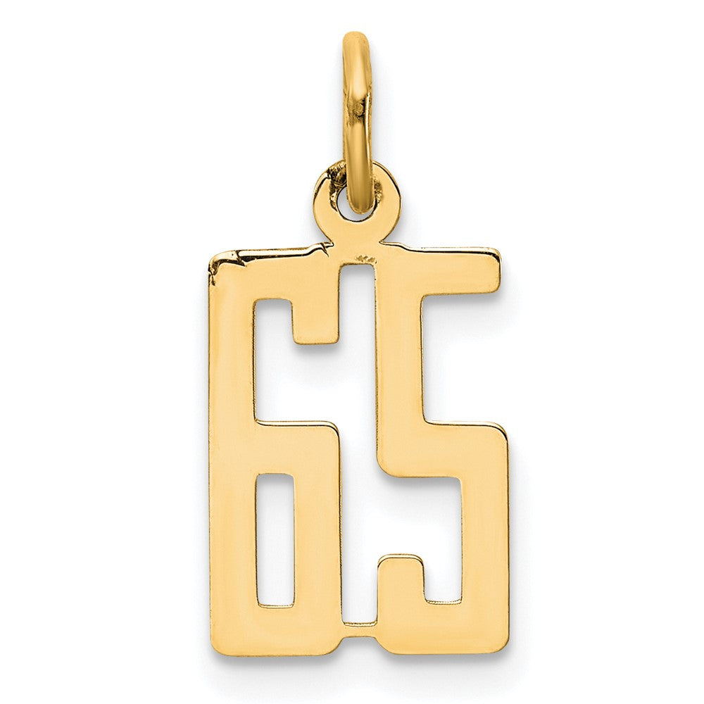 14K Gelbgold Klein Länglich Zahl 65 Charm