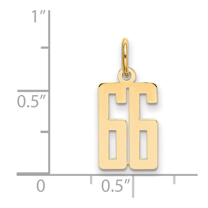 14K Gelbgold Klein Länglich Zahl 66 Charm