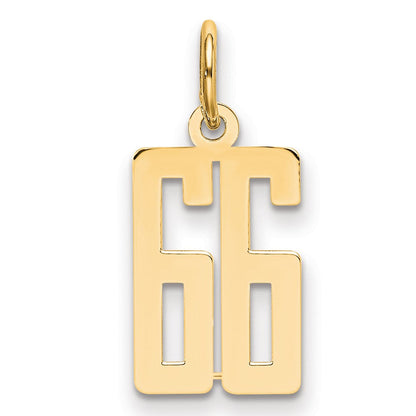 14K Gelbgold Klein Länglich Zahl 66 Charm