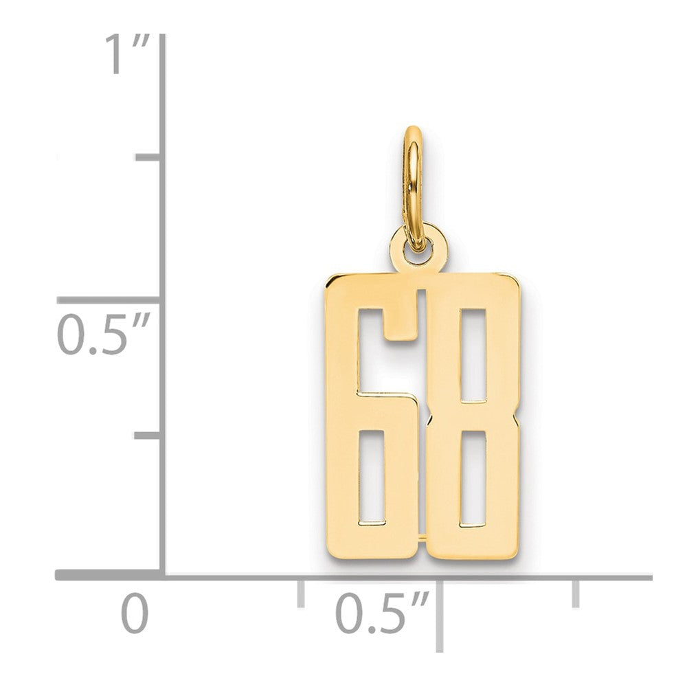 14K Gelbgold Klein Länglich Zahl 68 Charm