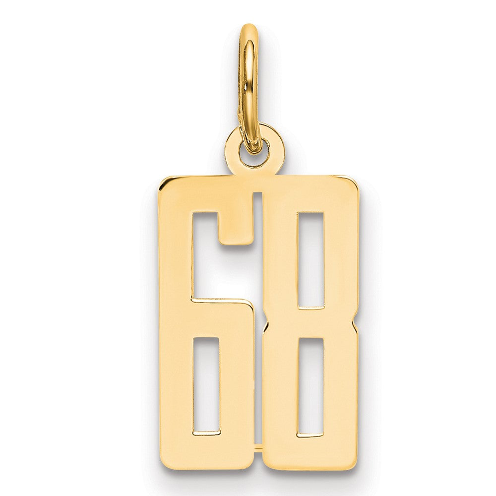14K Gelbgold Klein Länglich Zahl 68 Charm