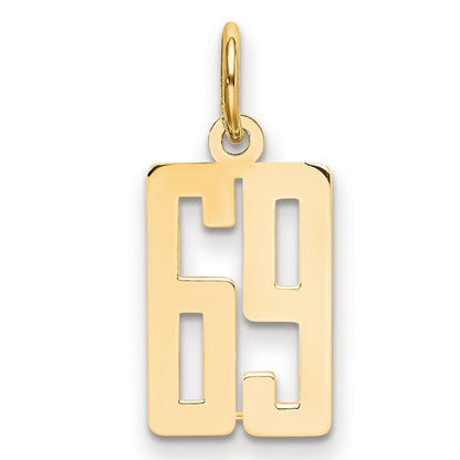 14K Gelbgold Klein Länglich Zahl 69 Charm