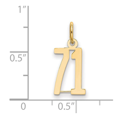 14K Gelbgold Klein Länglich Zahl 71 Charm