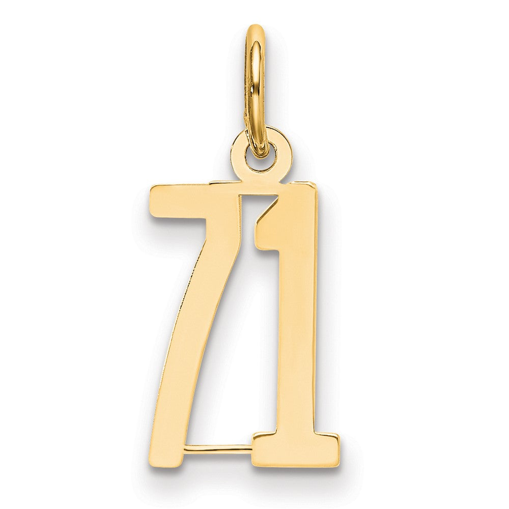 14K Gelbgold Klein Länglich Zahl 71 Charm