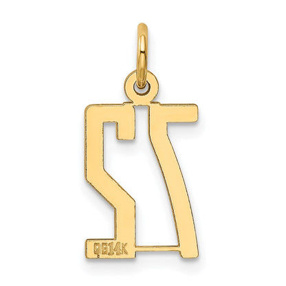 14K Gelbgold Klein Länglich Zahl 72 Charm