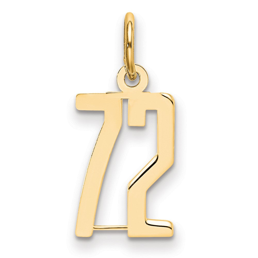 14K Gelbgold Klein Länglich Zahl 72 Charm