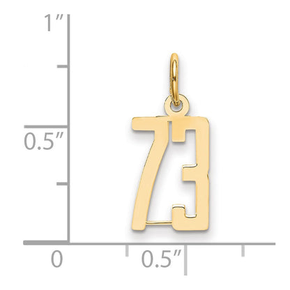 14K Gelbgold Klein Länglich Zahl 73 Charm