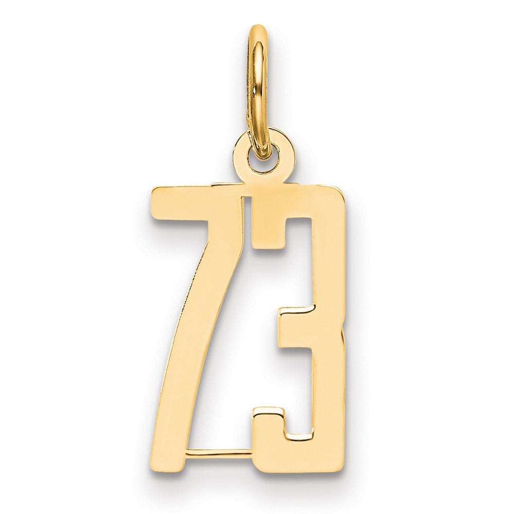 14K Gelbgold Klein Länglich Zahl 73 Charm