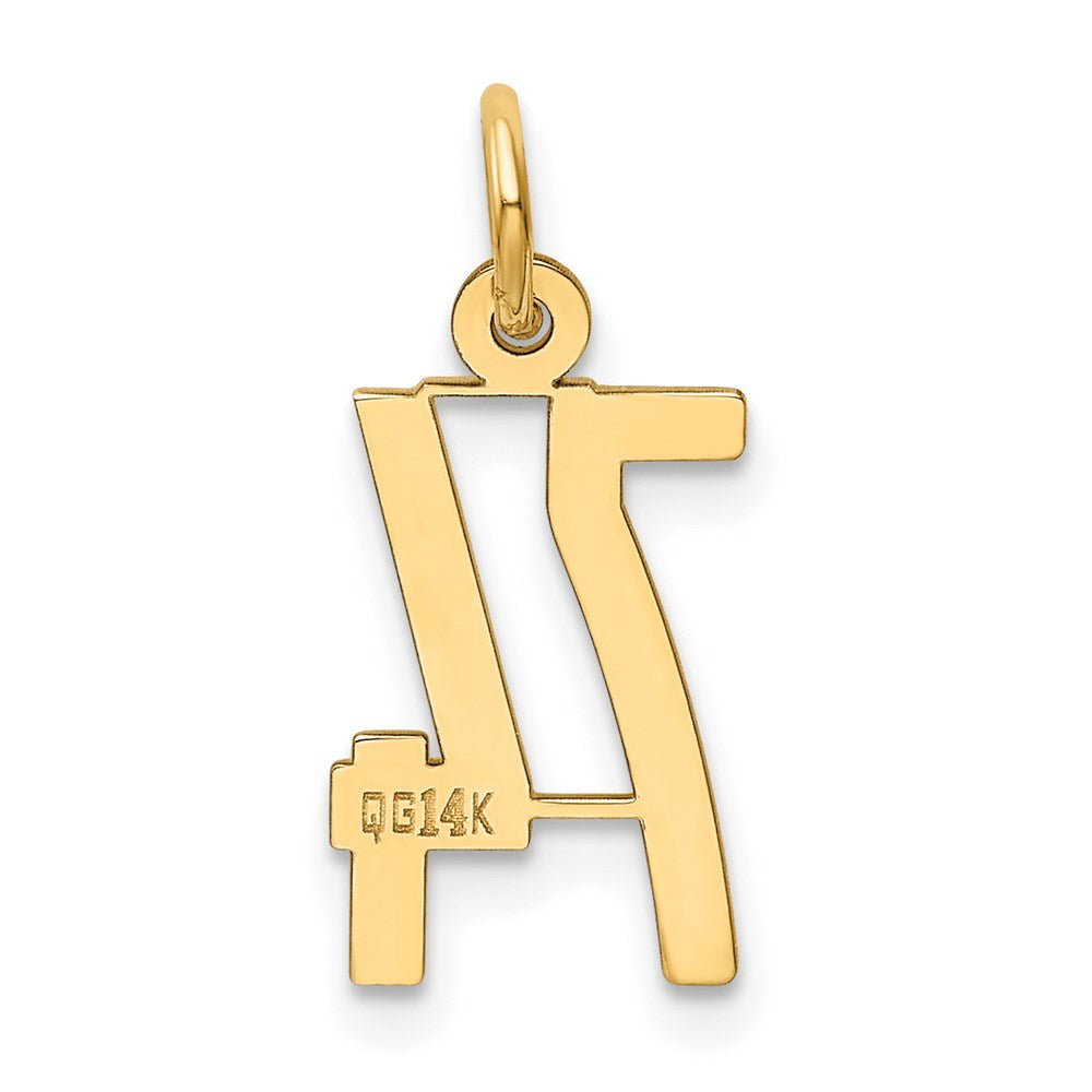 14K Gelbgold Klein Länglich Zahl 74 Charm
