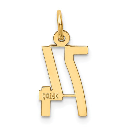 14K Gelbgold Klein Länglich Zahl 74 Charm