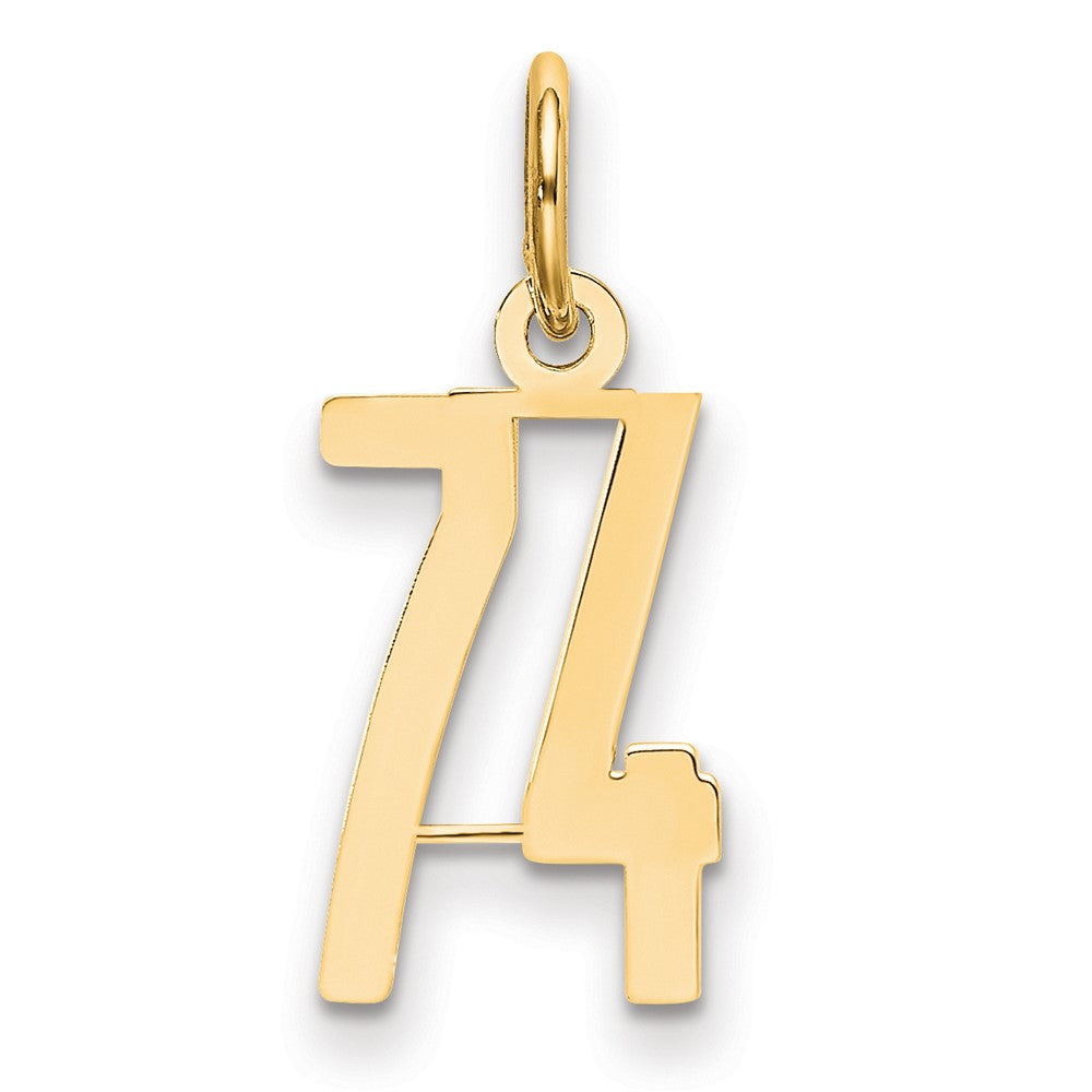 14K Gelbgold Klein Länglich Zahl 74 Charm