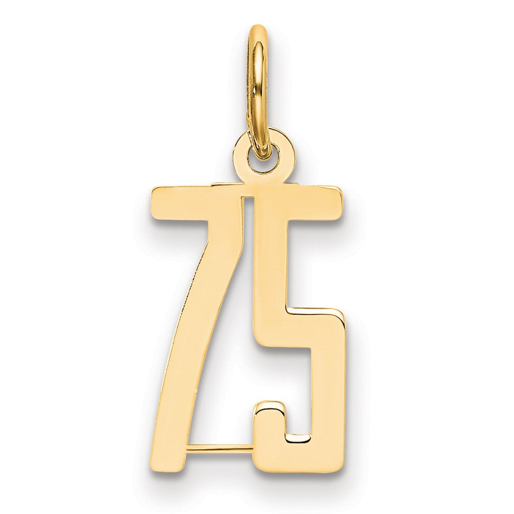 14K Gelbgold Klein Länglich Zahl 75 Charm