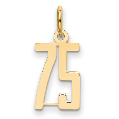 14K Gelbgold Klein Länglich Zahl 75 Charm