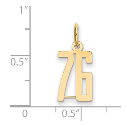 14K Gelbgold Klein Länglich Zahl 76 Charm