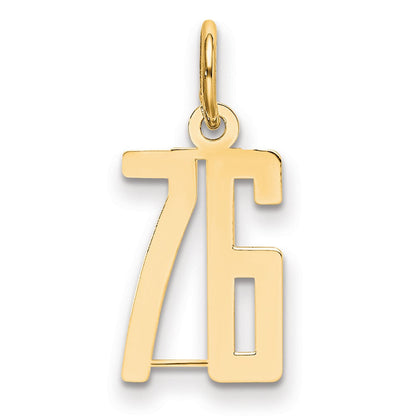 14K Gelbgold Klein Länglich Zahl 76 Charm