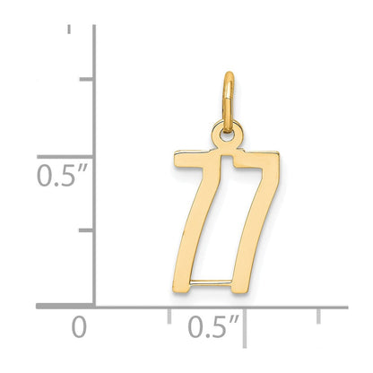 14K Gelbgold Klein Länglich Zahl 77 Charm